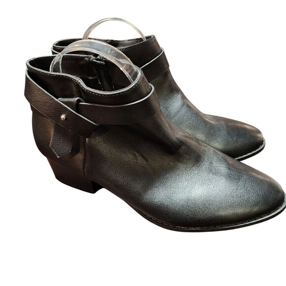 LC Lauren Conrad Black Ankle Boots With Side Zippers & Low Heels size 9.5M - Picture 1 of 8